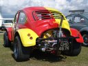 Yellow and red Baja bug